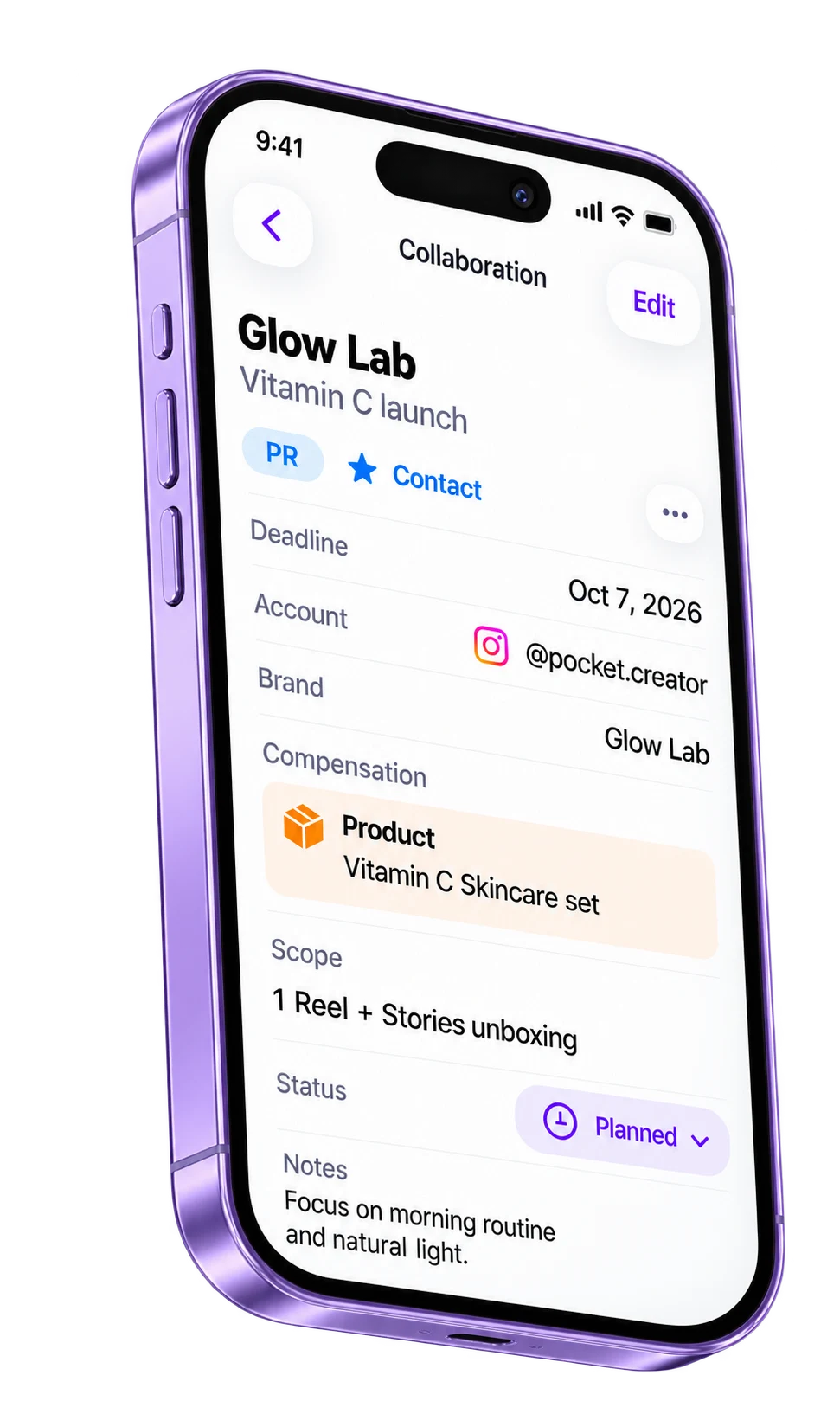 Creatimore brand collaboration screen